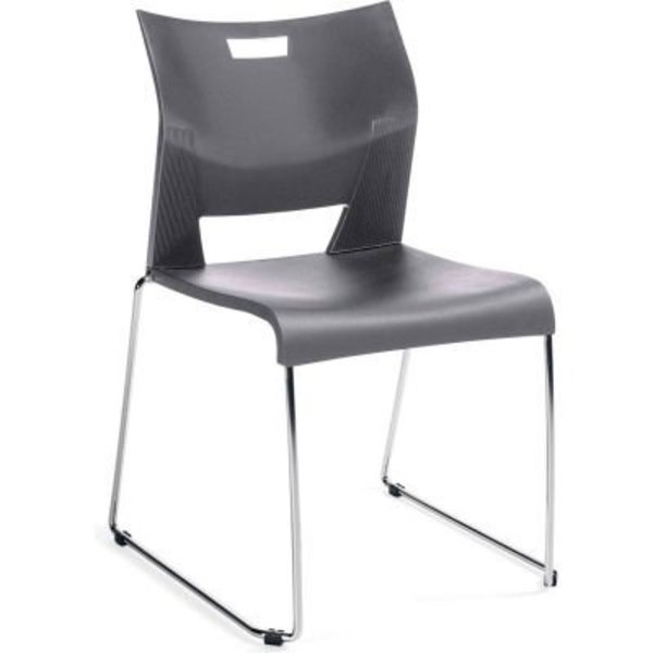 Gec Global„¢ Armless Molded Stacking Chair with Sled Base - Plastic - Shadow- Duet Series 6621CH-SHW